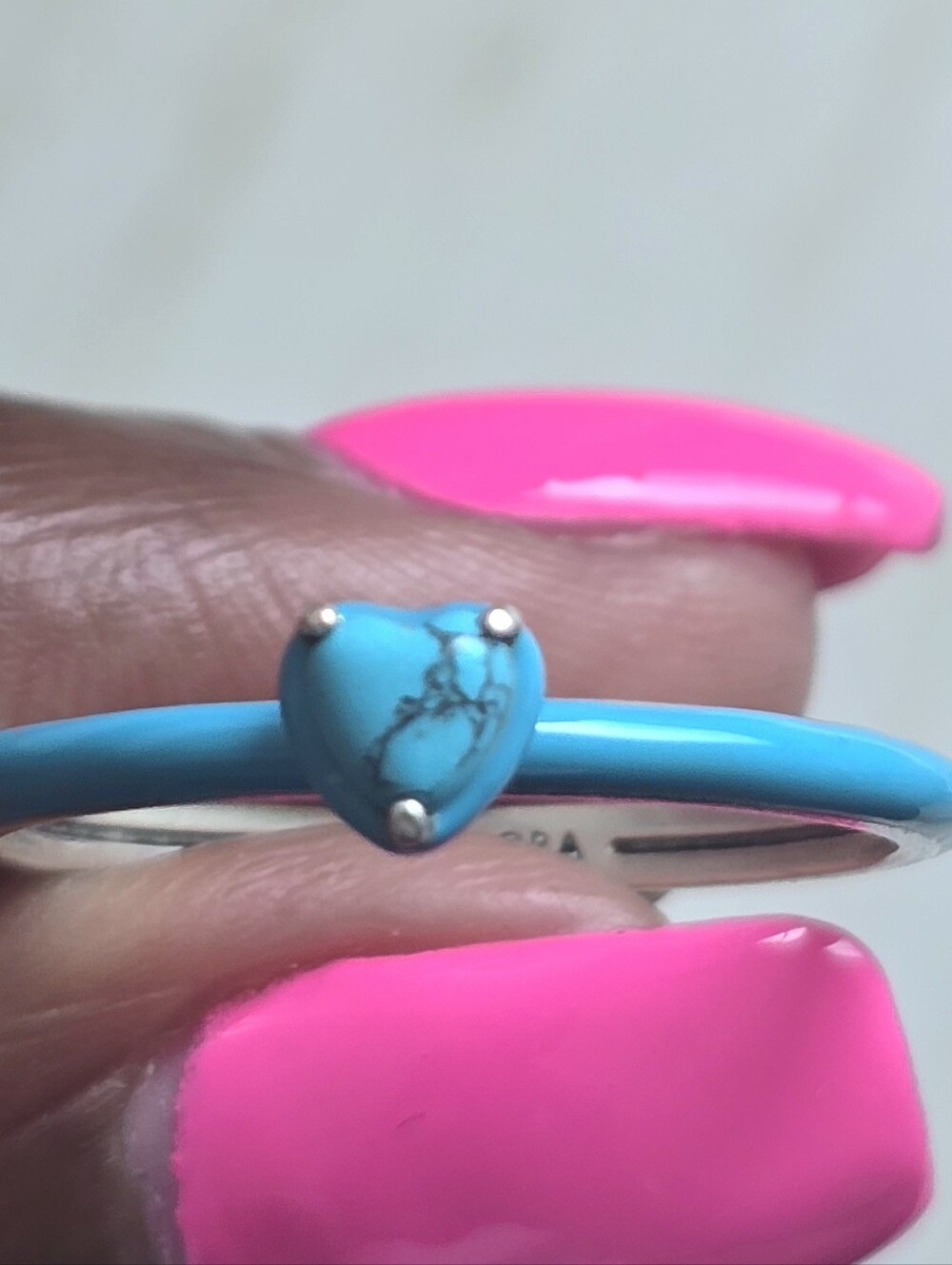 Authentic Pandora Heart Turquoise Stone Accent Ring in Blue Sz 9